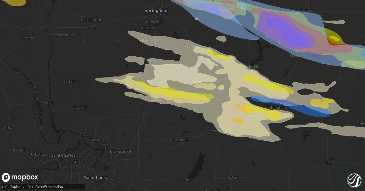 Hail map in Irving, IL on June 17, 2026
