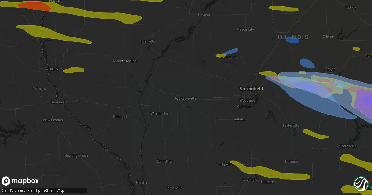 Hail map in Jacksonville, IL on June 17, 2026
