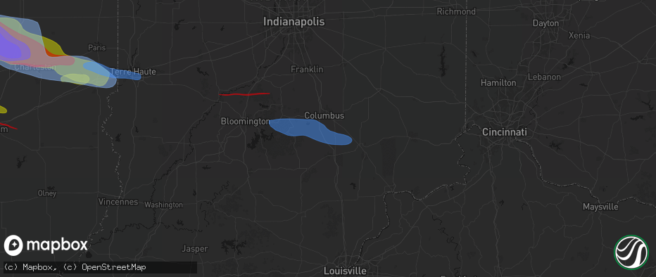 Hail map in Jonesville, IN on June 17, 2026
