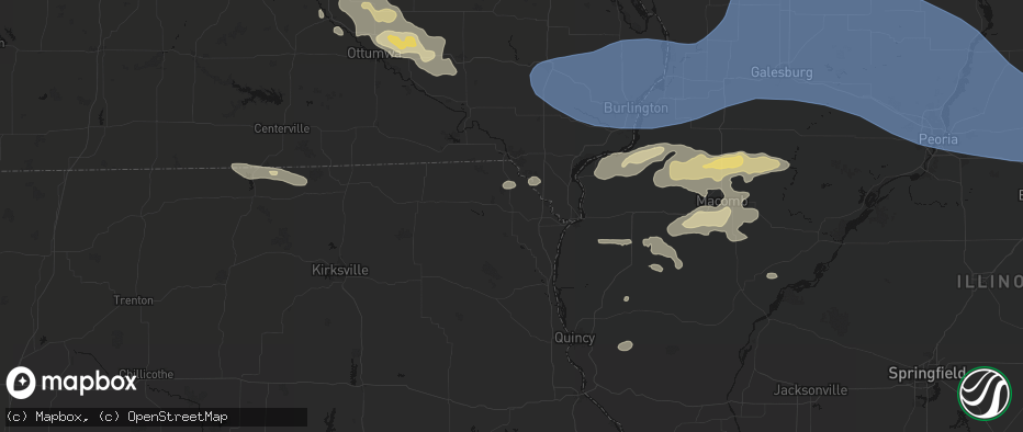 Hail map in Kahoka, MO on June 17, 2026
