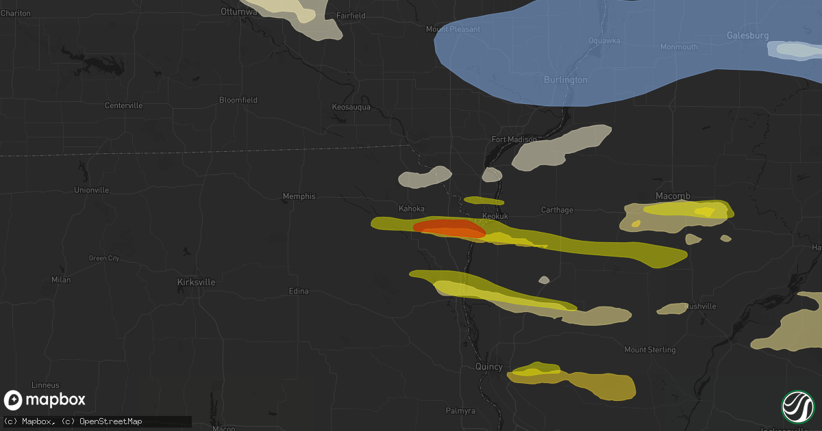 Hail map in Kahoka, MO on June 17, 2026