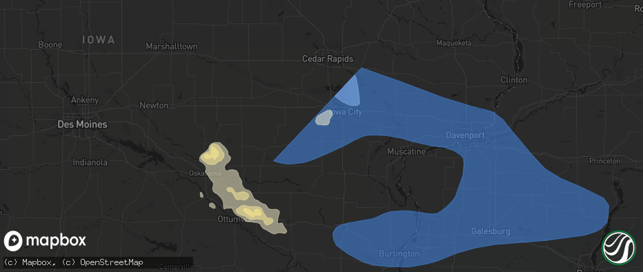 Hail map in Kalona, IA on June 17, 2026