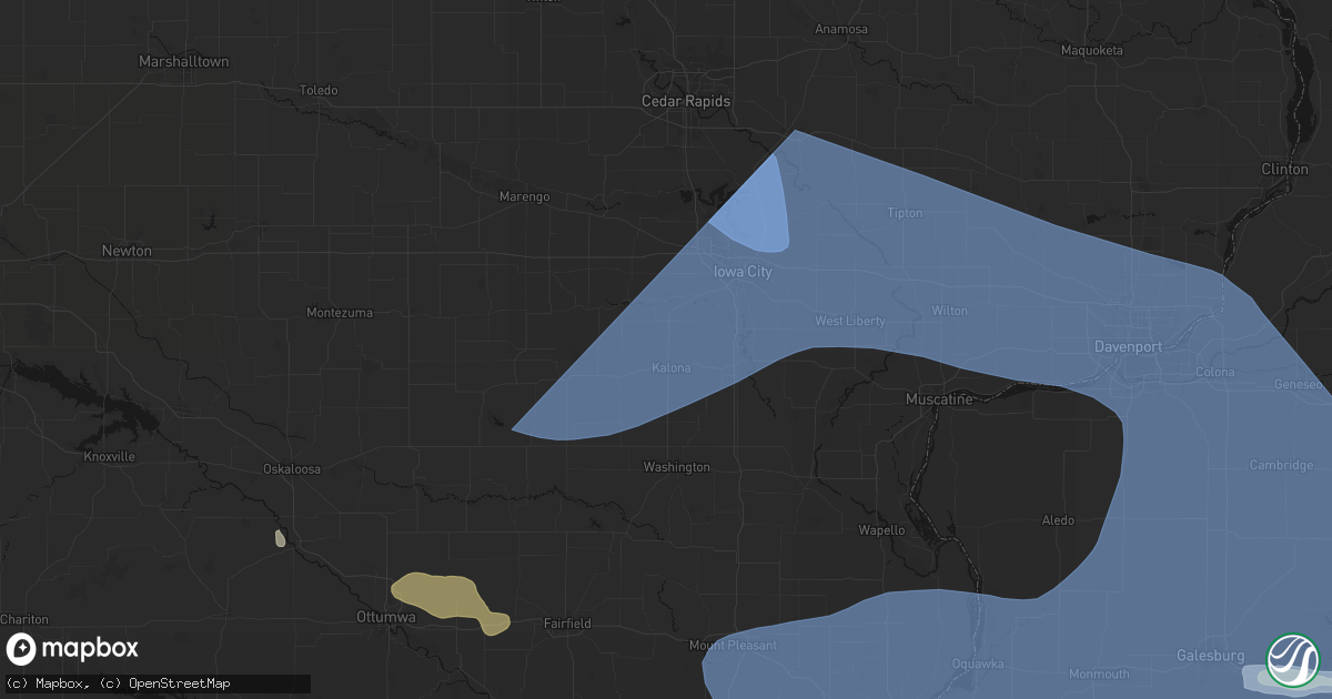 Hail map in Kalona, IA on June 17, 2026