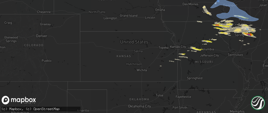 Hail map in Kansas on June 17, 2026