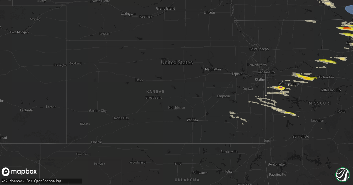 Hail map in Kansas on June 17, 2026