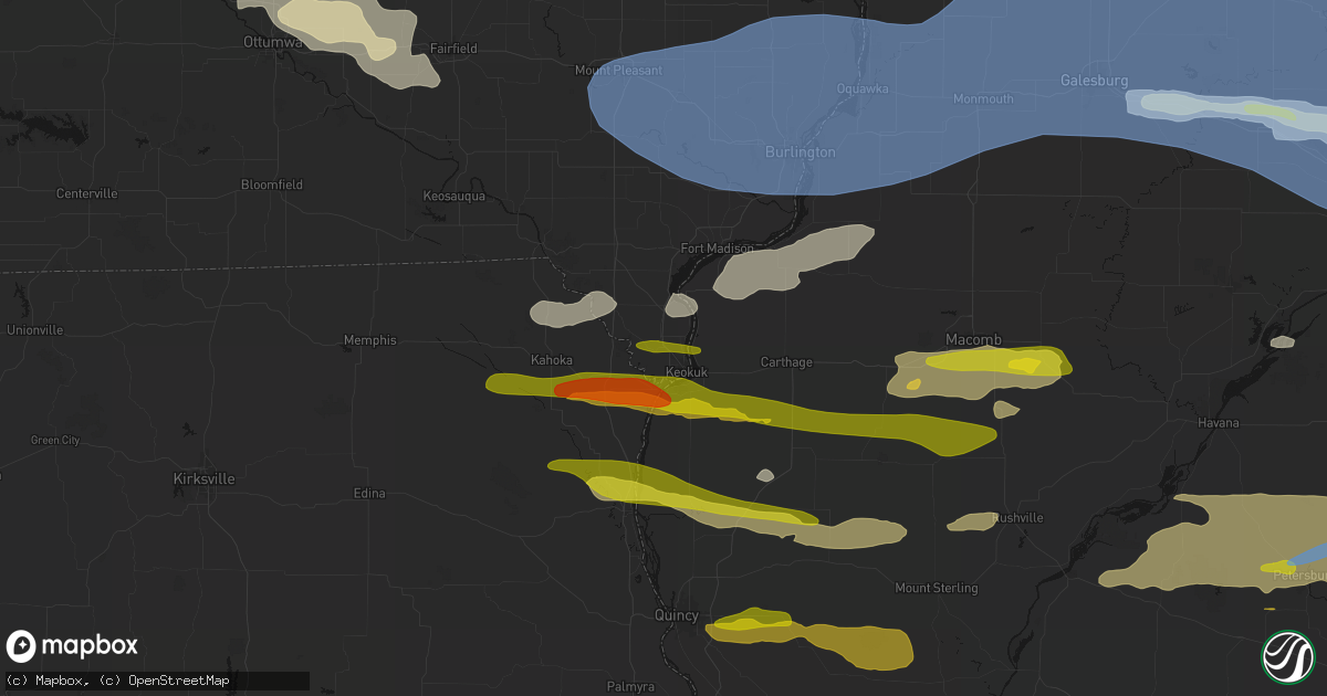 Hail map in Keokuk, IA on June 17, 2026
