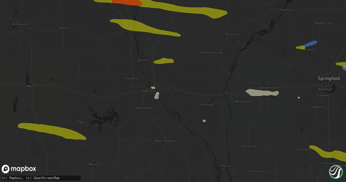 Hail map in Kinderhook, IL on June 17, 2026
