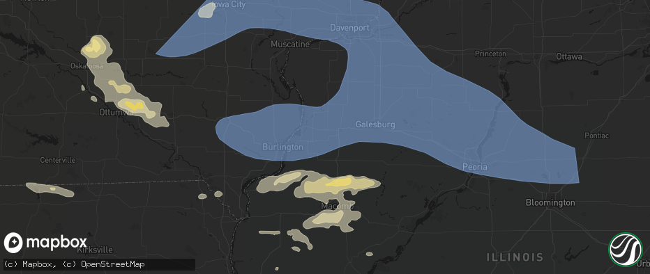 Hail map in Kirkwood, IL on June 17, 2026
