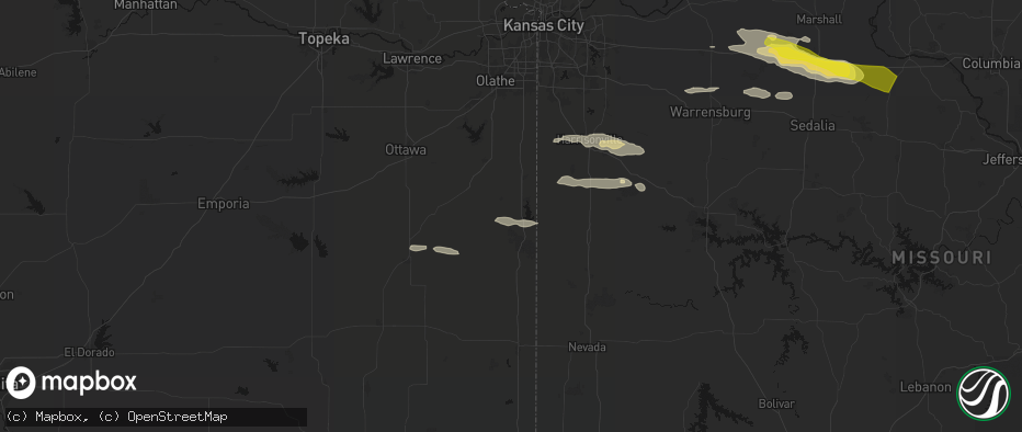 Hail map in La Cygne, KS on June 17, 2026