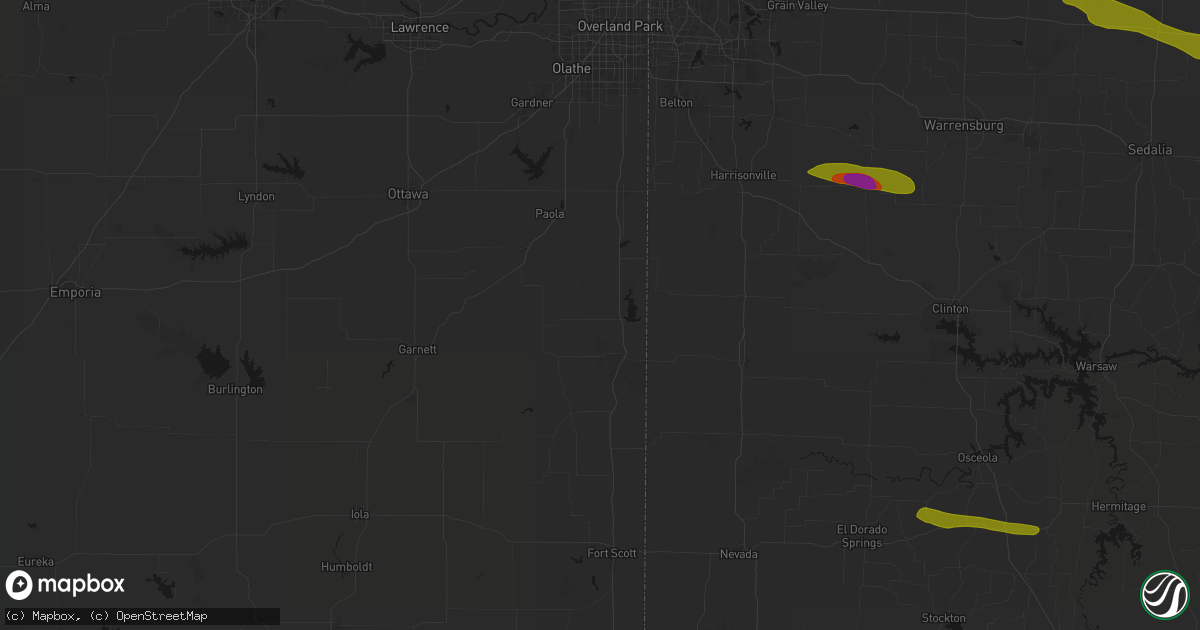 Hail map in La Cygne, KS on June 17, 2026