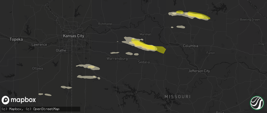 Hail map in La Monte, MO on June 17, 2026