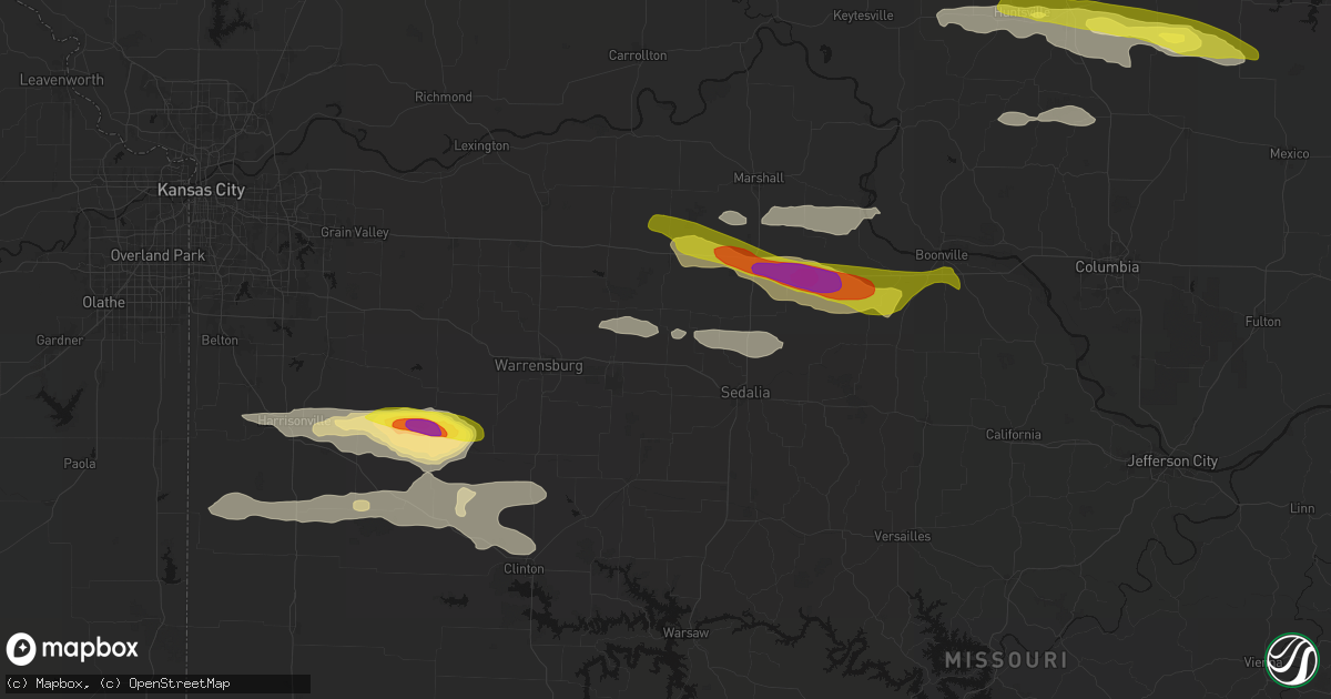 Hail map in La Monte, MO on June 17, 2026