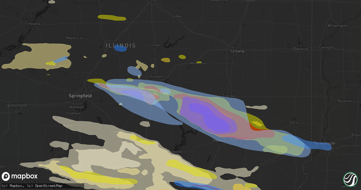 Hail map in La Place, IL on June 17, 2026