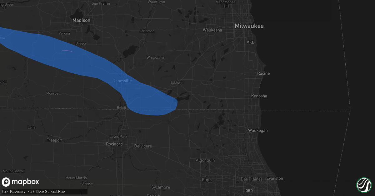 Hail map in Lake Geneva, WI on June 17, 2026