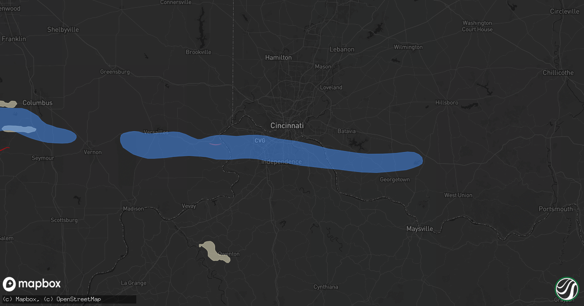 Hail map in Latonia, KY on June 17, 2026