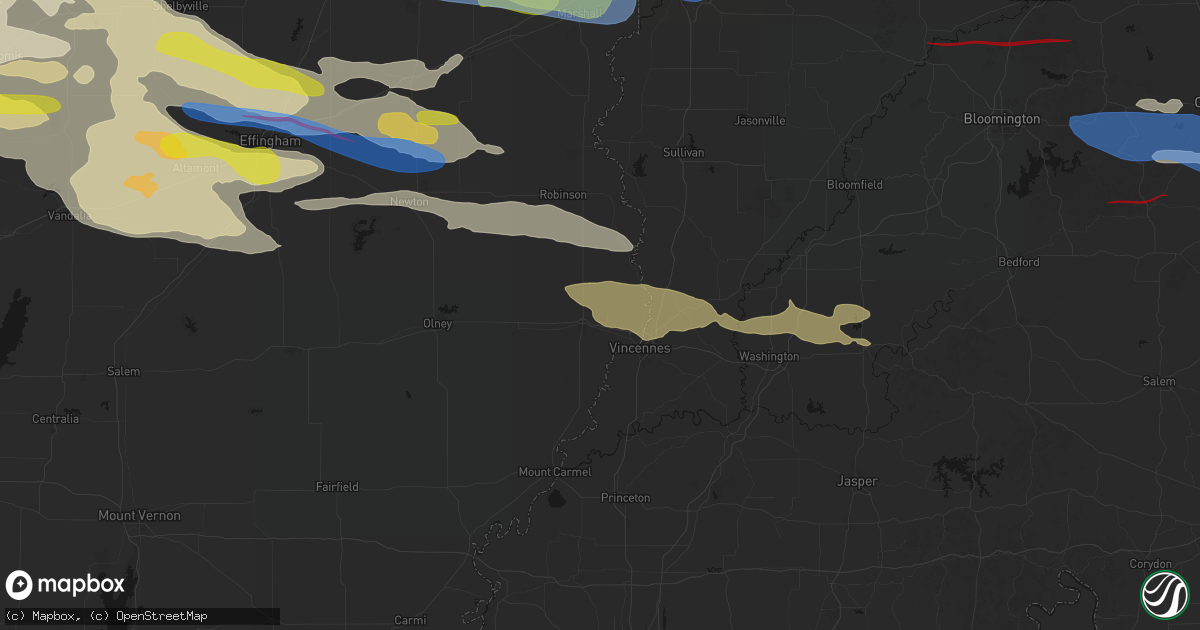 Hail map in Lawrenceville, IL on June 17, 2026