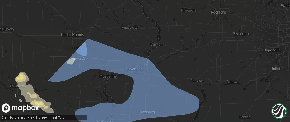 Hail map in Le Claire, IA on June 17, 2026