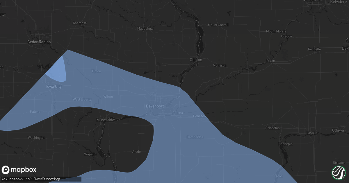 Hail map in Le Claire, IA on June 17, 2026