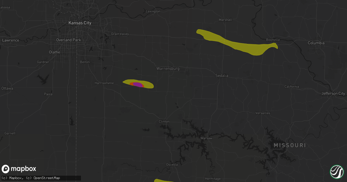 Hail map in Leeton, MO on June 17, 2026