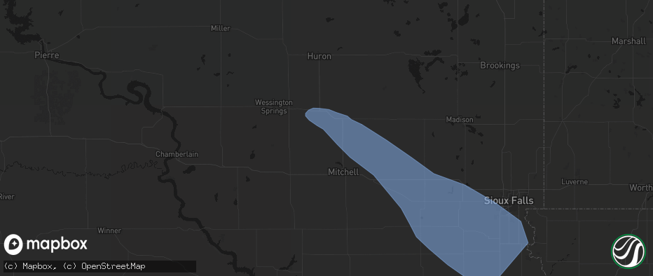 Hail map in Letcher, SD on June 17, 2026