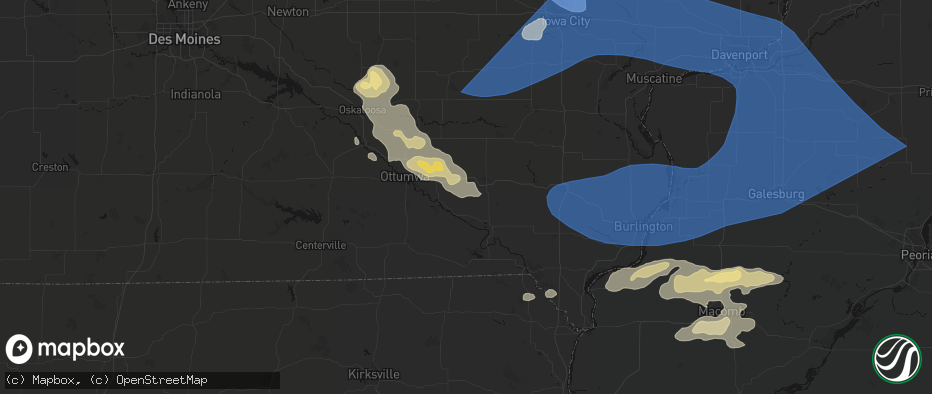 Hail map in Libertyville, IA on June 17, 2026