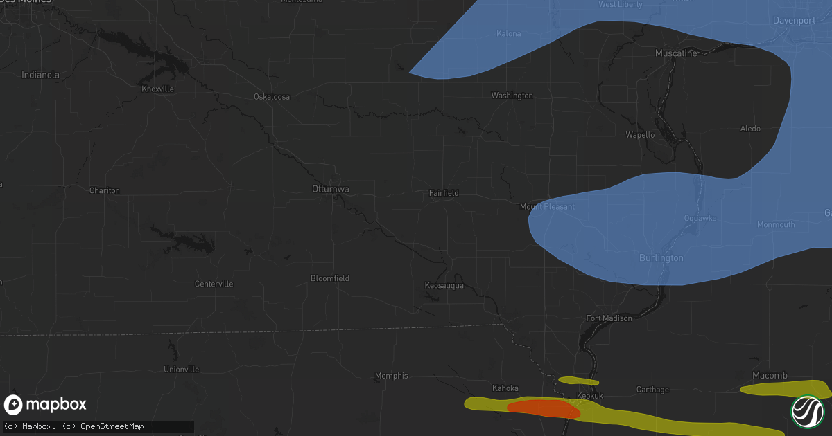 Hail map in Libertyville, IA on June 17, 2026