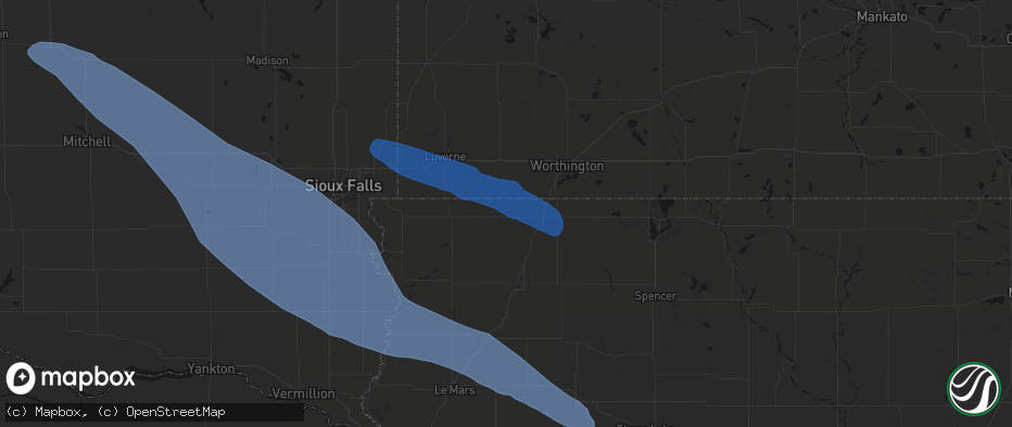 Hail map in Little Rock, IA on June 17, 2026