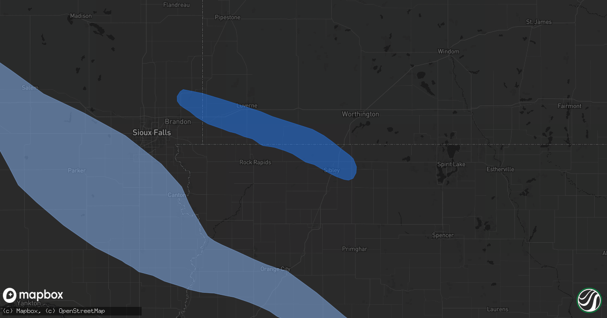 Hail map in Little Rock, IA on June 17, 2026