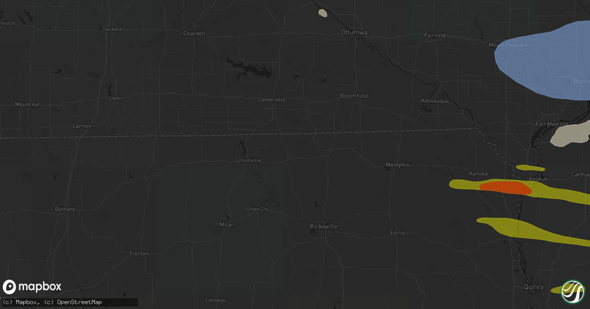 Hail map in Livonia, MO on June 17, 2026