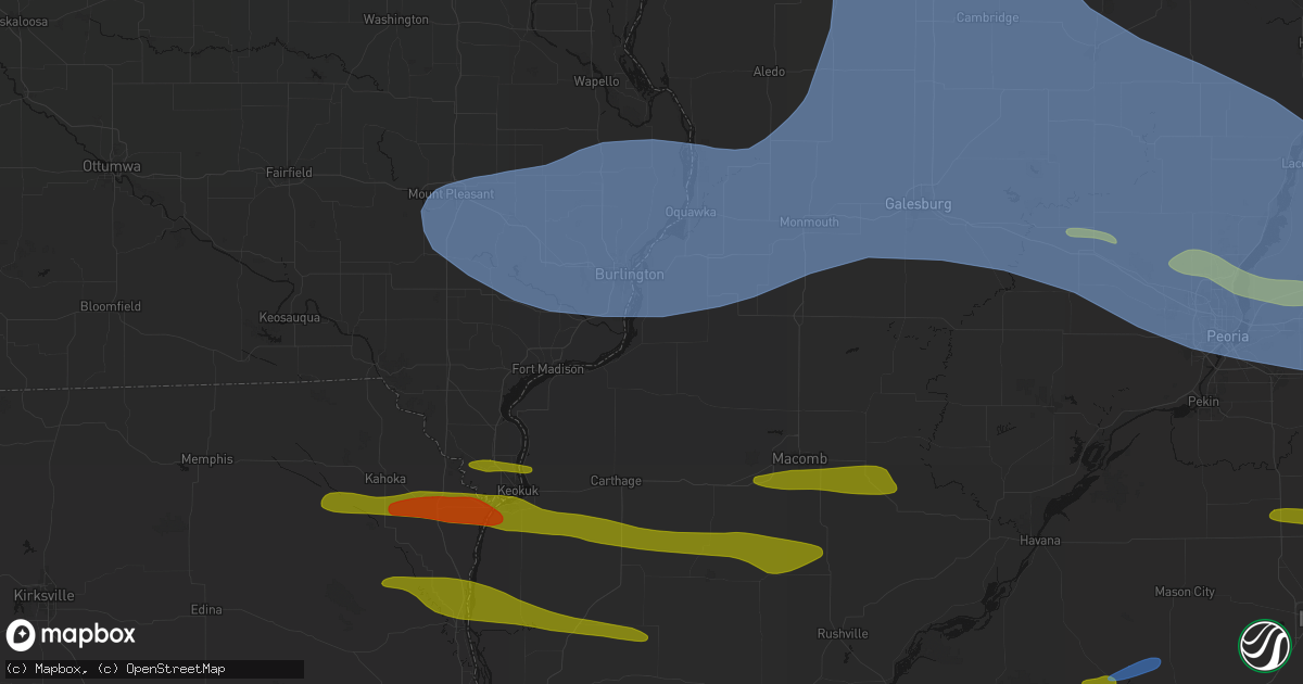Hail map in Lomax, IL on June 17, 2026