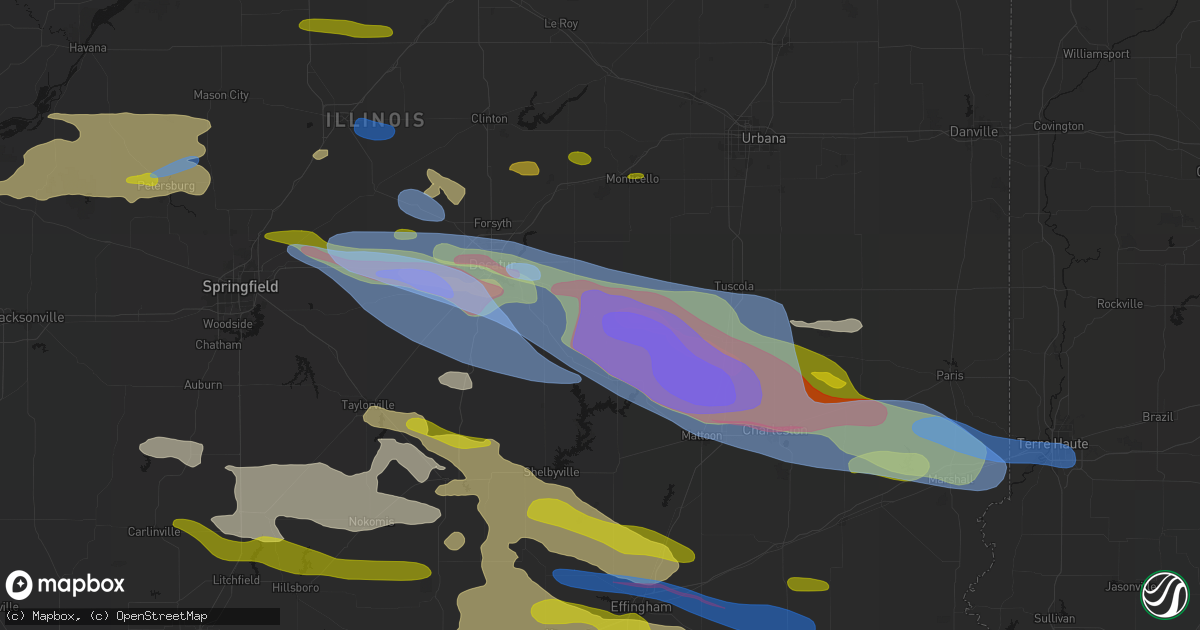 Hail map in Lovington, IL on June 17, 2026