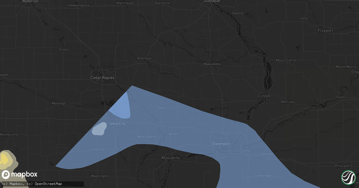 Hail map in Lowden, IA on June 17, 2026