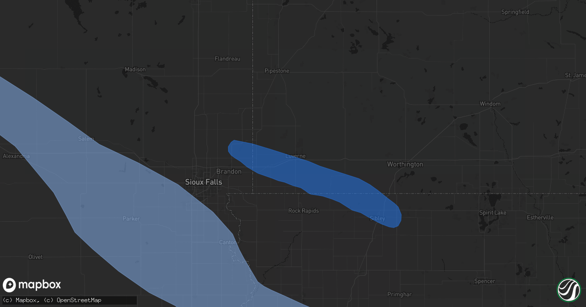 Hail map in Luverne, MN on June 17, 2026