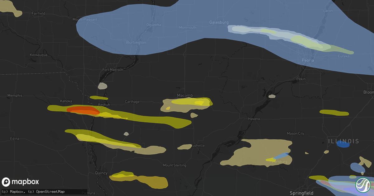 Hail map in Macomb, IL on June 17, 2026