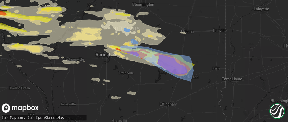 Hail map in Macon, IL on June 17, 2026