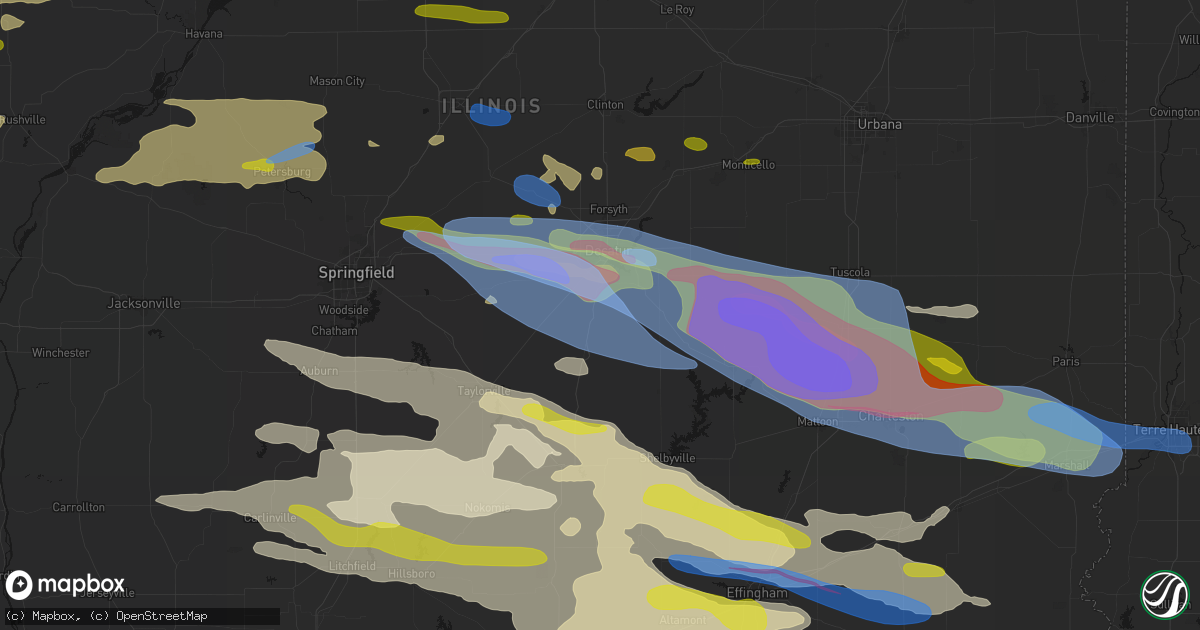 Hail map in Macon, IL on June 17, 2026