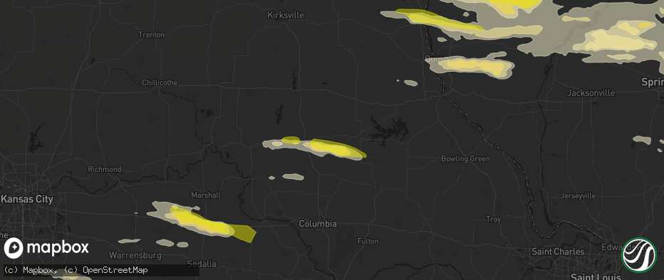 Hail map in Madison, MO on June 17, 2026
