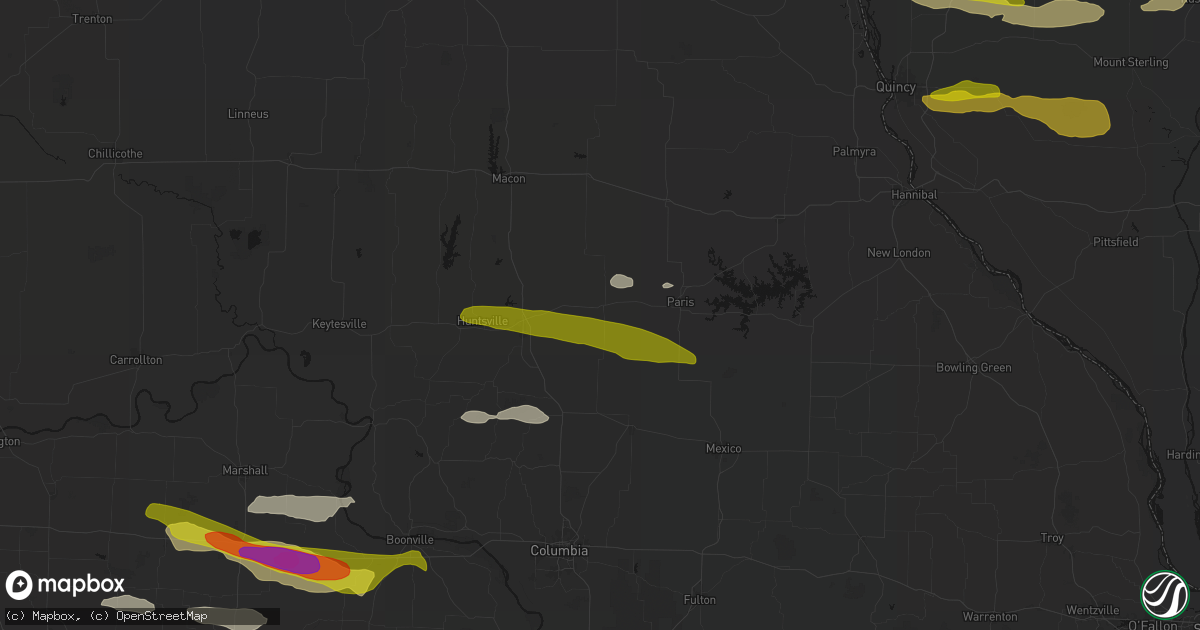 Hail map in Madison, MO on June 17, 2026