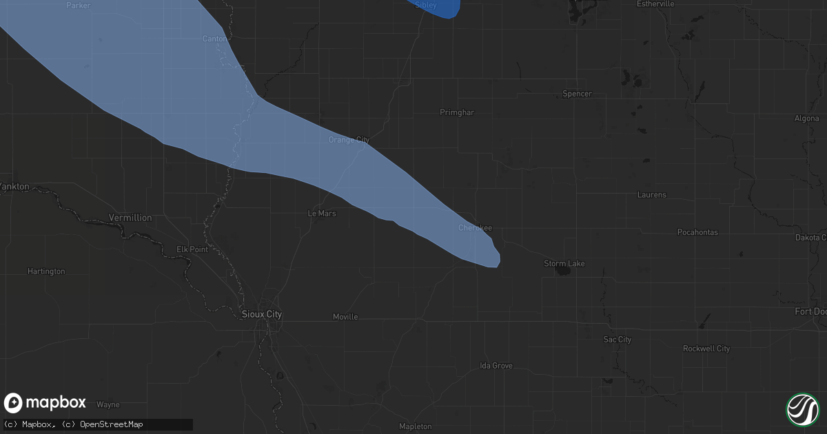 Hail map in Marcus, IA on June 17, 2026