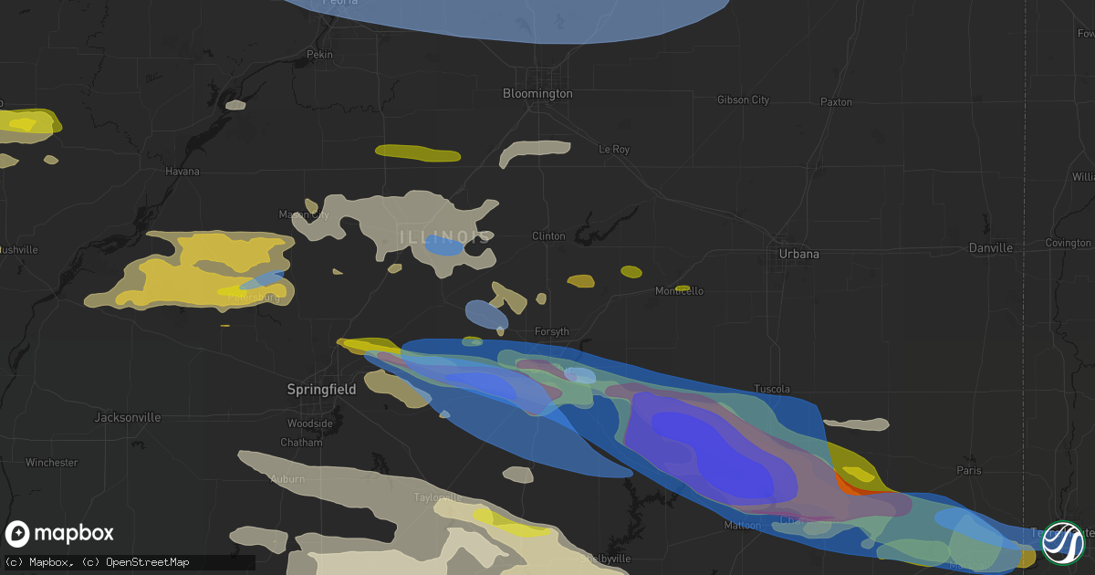 Hail map in Maroa, IL on June 17, 2026