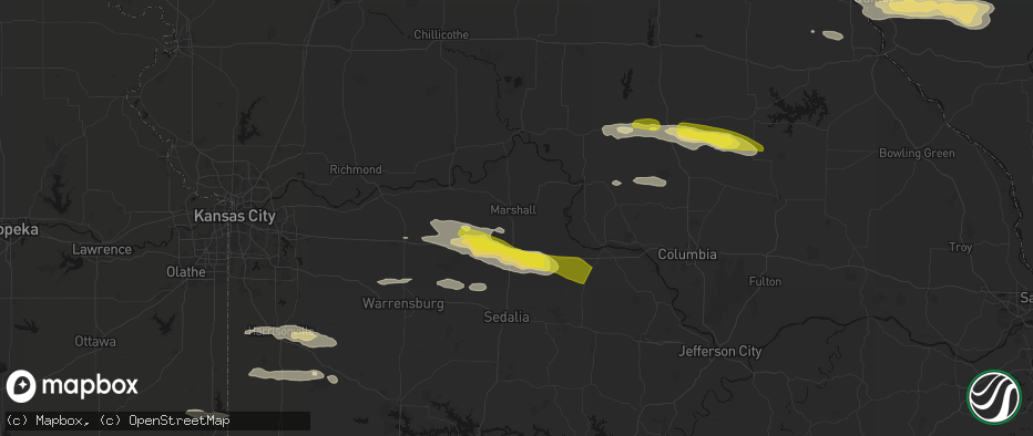 Hail map in Marshall, MO on June 17, 2026