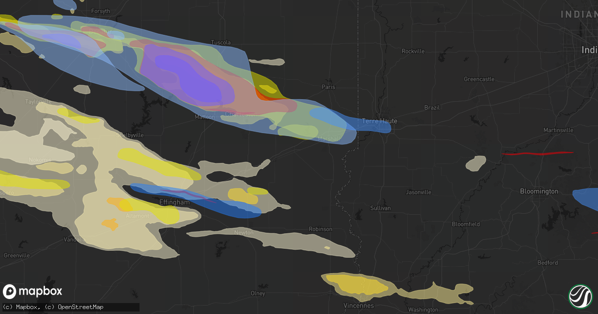 Hail map in Martinsville, IL on June 17, 2026