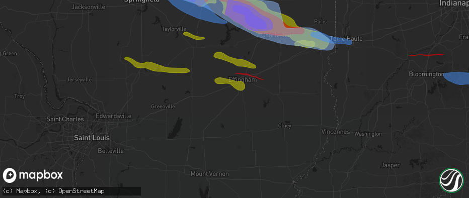 Hail map in Mason, IL on June 17, 2026