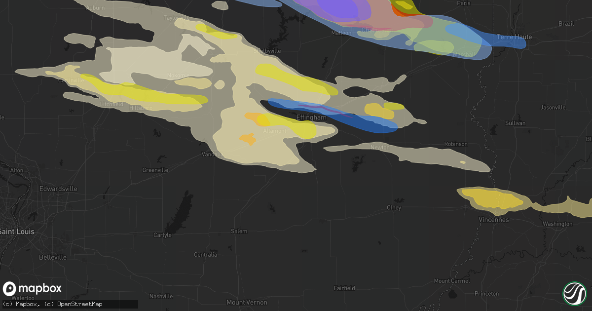 Hail map in Mason, IL on June 17, 2026