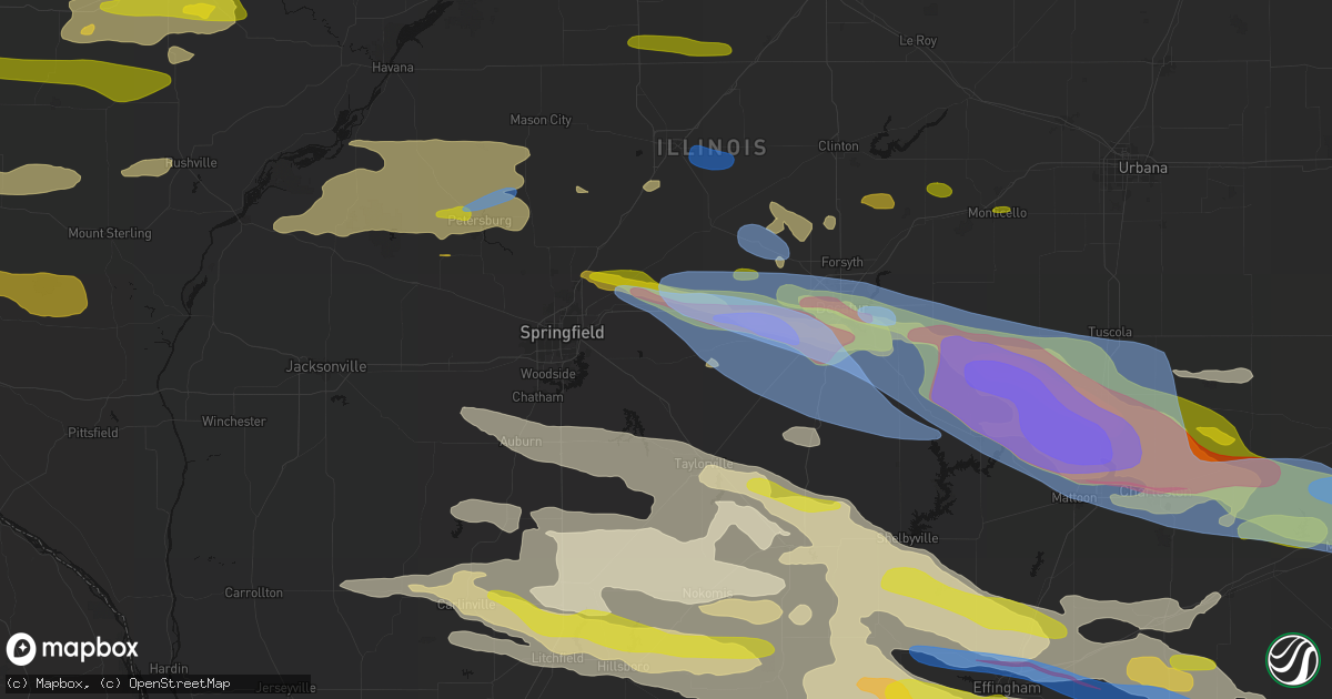 Hail map in Mechanicsburg, IL on June 17, 2026