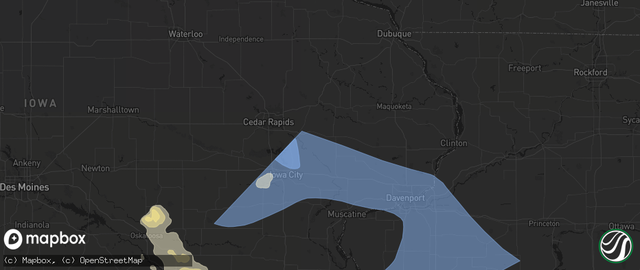 Hail map in Mechanicsville, IA on June 17, 2026
