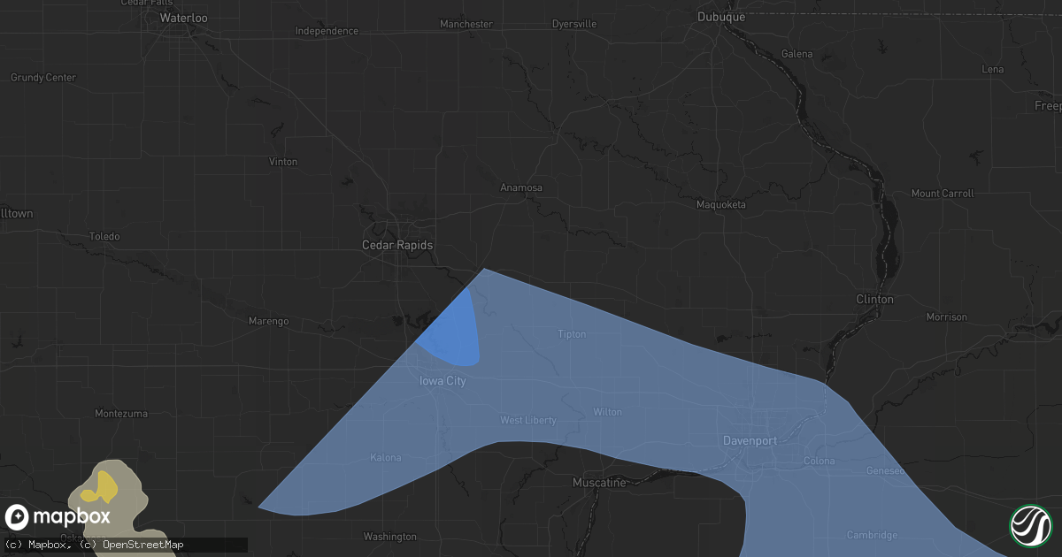 Hail map in Mechanicsville, IA on June 17, 2026