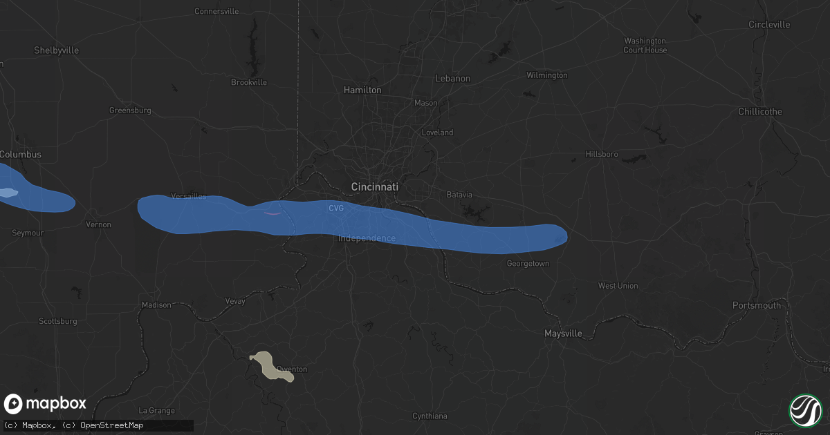 Hail map in Melbourne, KY on June 17, 2026