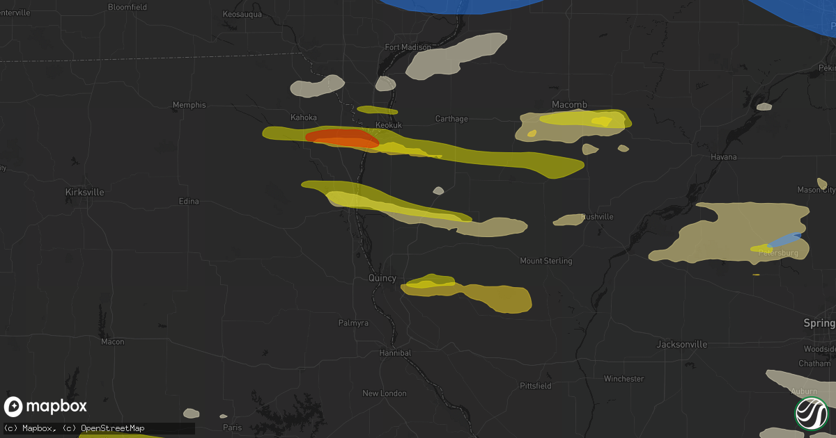 Hail map in Mendon, IL on June 17, 2026