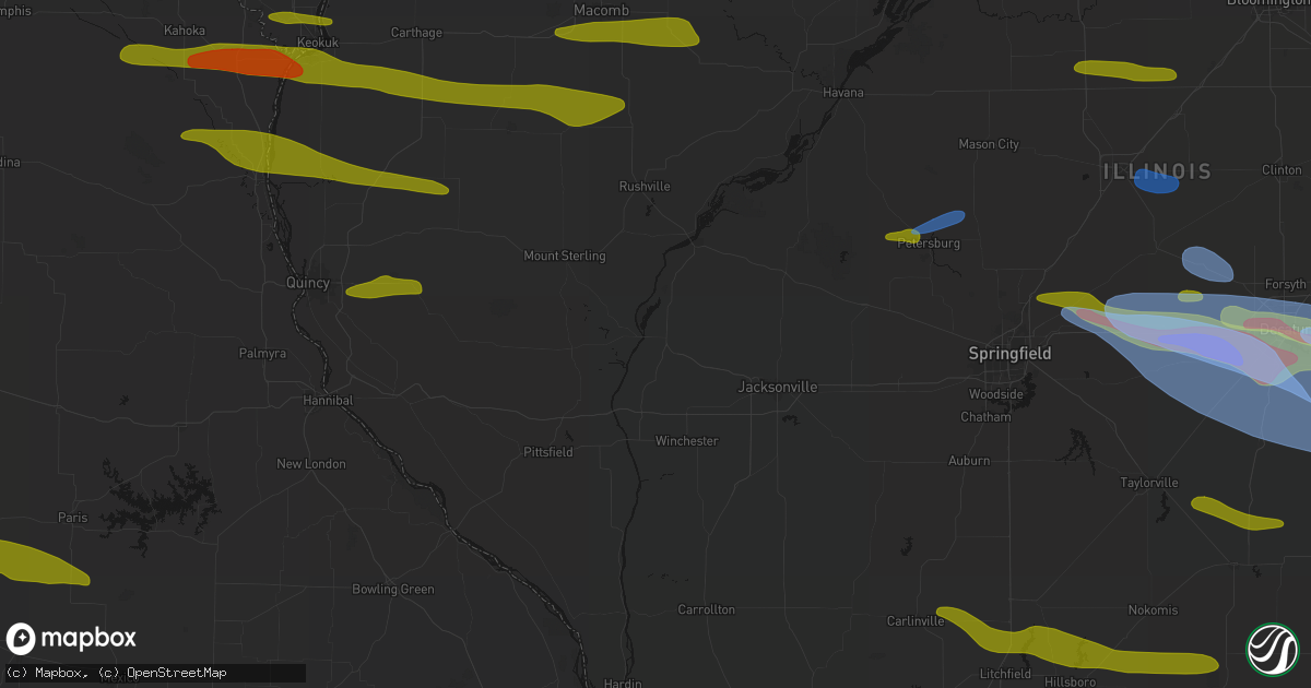 Hail map in Meredosia, IL on June 17, 2026